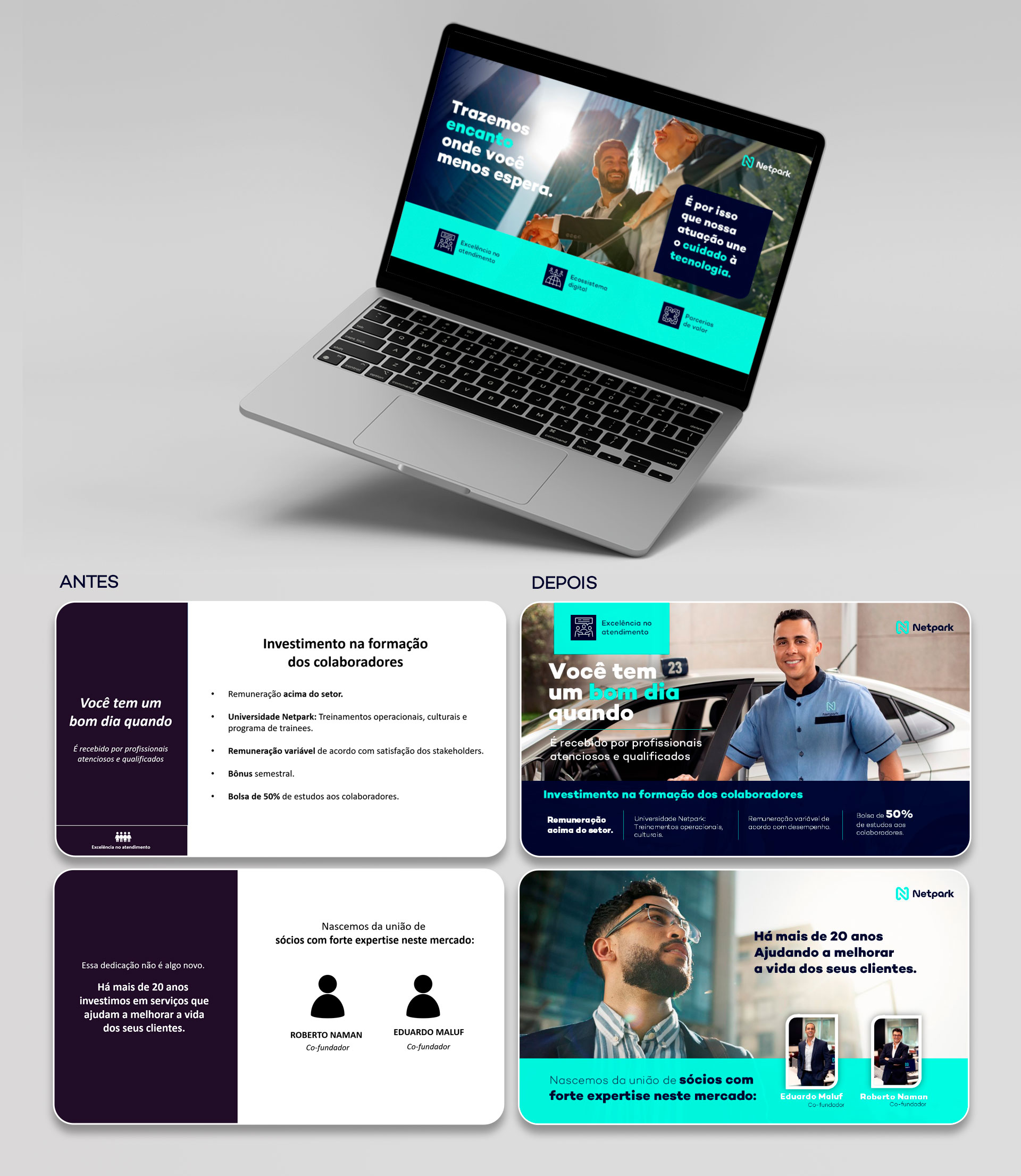 Netpark - Apresentação Comercial, antes e depois